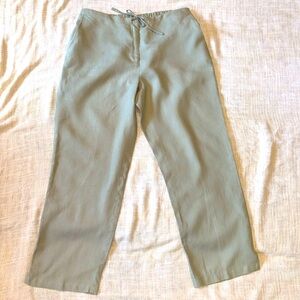 Rafaella 100% Linen Pants, Size 6, Sage Green, Elastic/Drawstring waist, EUC